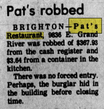 Pats Restaurant - Nov 1973 Robbed (newer photo)